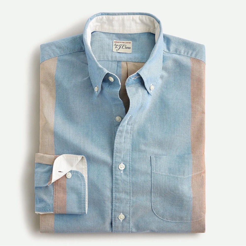J. Crew Mens Slim Americana Pima Cotton Button-Down Oxford Shirt Size L Multi - Picture 1 of 9